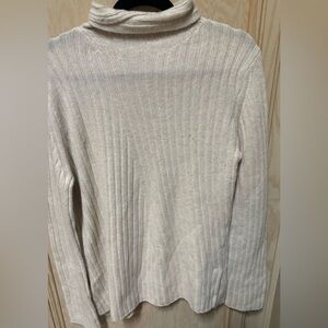 Vince Wool Cashmere Sweater Oatmeal Ribbed Knit Turtleneck Long Sleeve